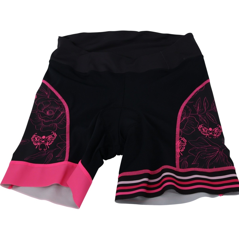 Hincapie Sportswear Womens XL Triathlon Shorts Black Pink Floral Butterfly